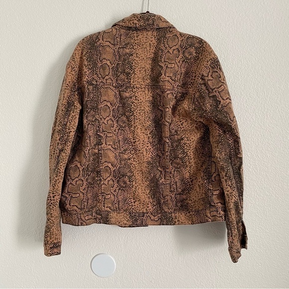 Free People Women's Size Small Brown Snake Print Trucker Jacket - Picture 5 of 5